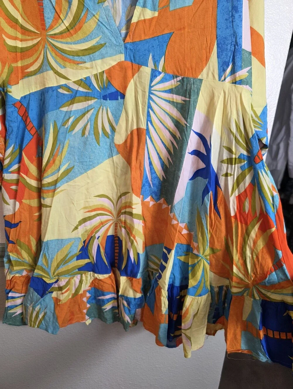 Label of Love Aisha Tropical Palm Print Tiered Mini Dress XL NWT Boho Resort - Picture 11 of 13